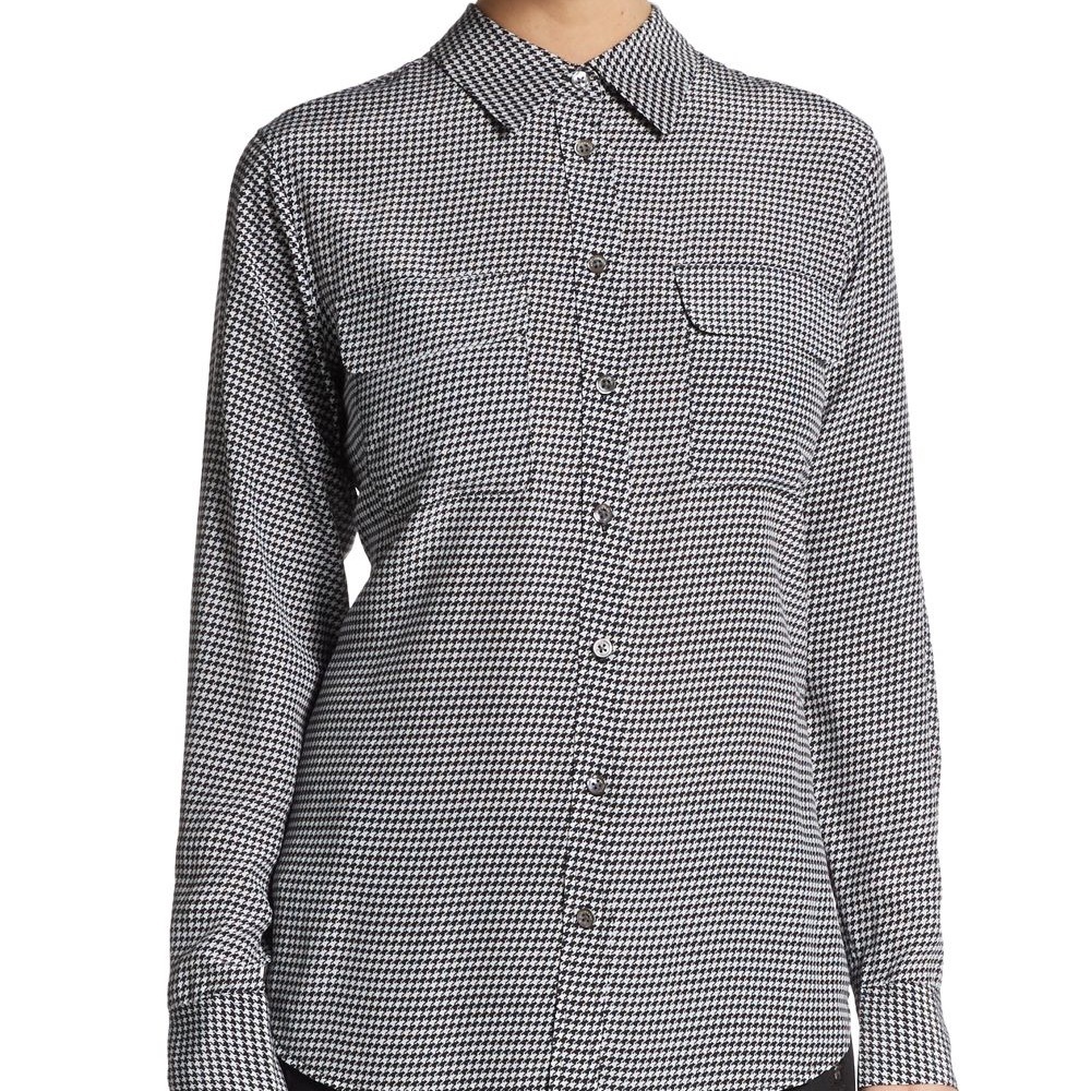 B&W Houndstooth Equipment Blouse, Size Large